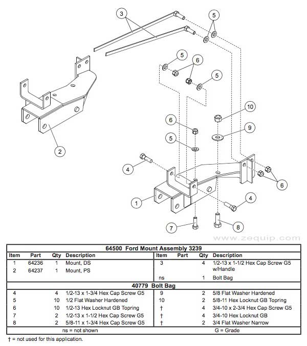 Western Snow Plow Mount Kit 64500 Diagram