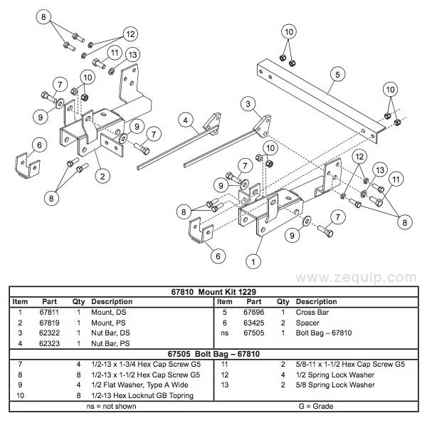 Western Mount Kit Diagram For Part 67810