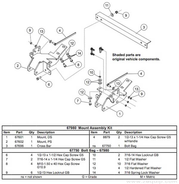 Western Mount Kit Diagram For Part 67980