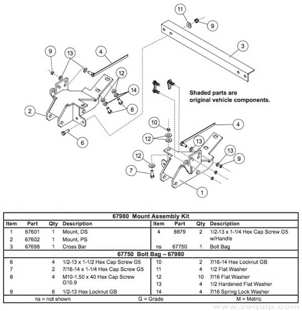 67980 Western Snow Plow Mount Kit