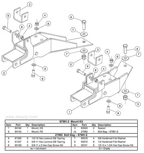 Western Mount Kit Diagram For Part 67981-2