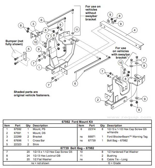Western Mount Kit Diagram For Part 67982