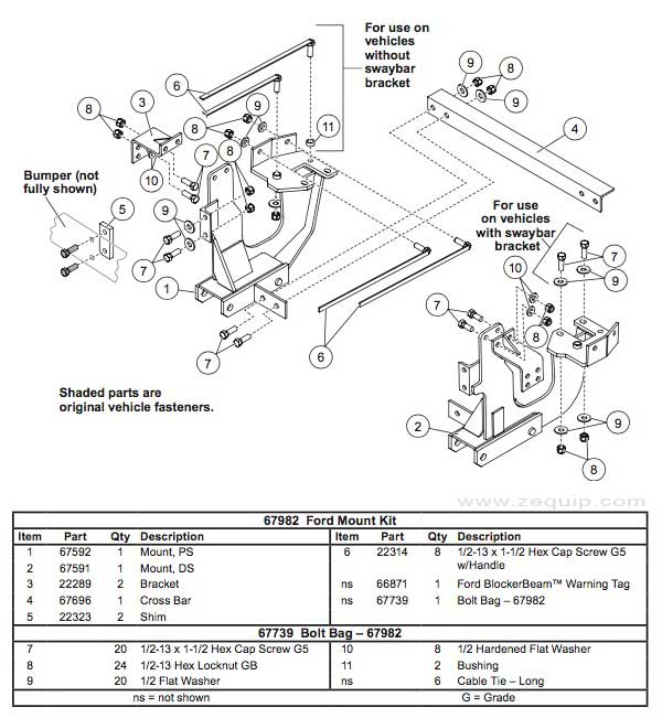 67982 Mount Kit Diagram Western