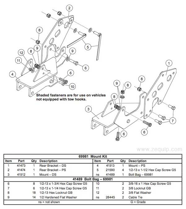 Western Mount Kit Diagram For Part 69981