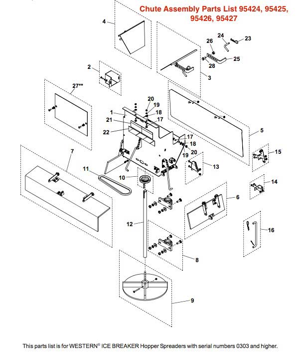 Western Ice Breaker Center Belt Drive Chute Diagram