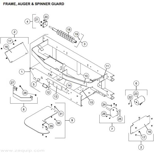 Pro Flo 900 Auger And Frame Parts Diagram