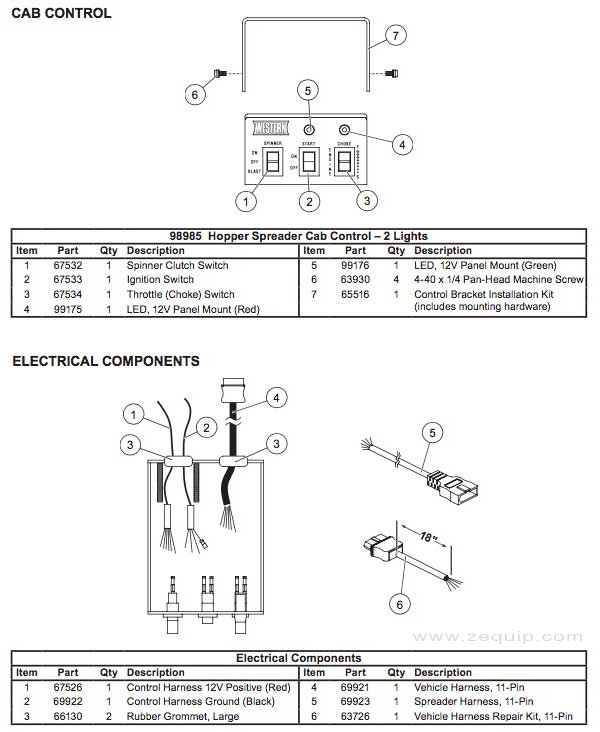 Western Striker Gas Engine Cab Controls Parts List