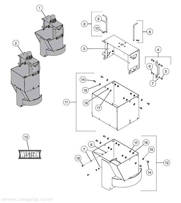 Western Striker Hydraulic Chute Assembly Diagram