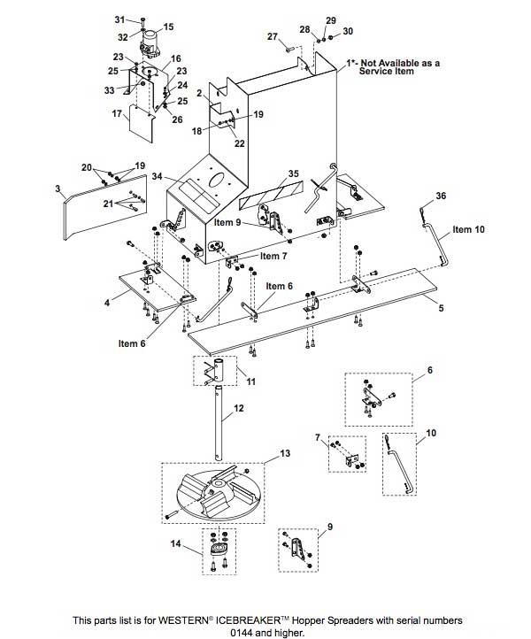 Western Ice Breaker Dual Hydraulic Chute Assembly Diagram